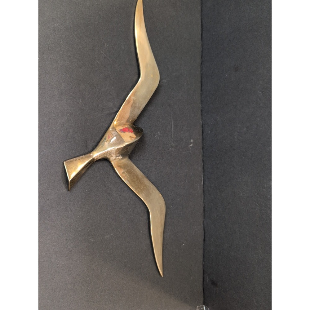 Vintage Brass Flying Seagull Flying Bird MCM Mid Century Wall Hanging 1960s